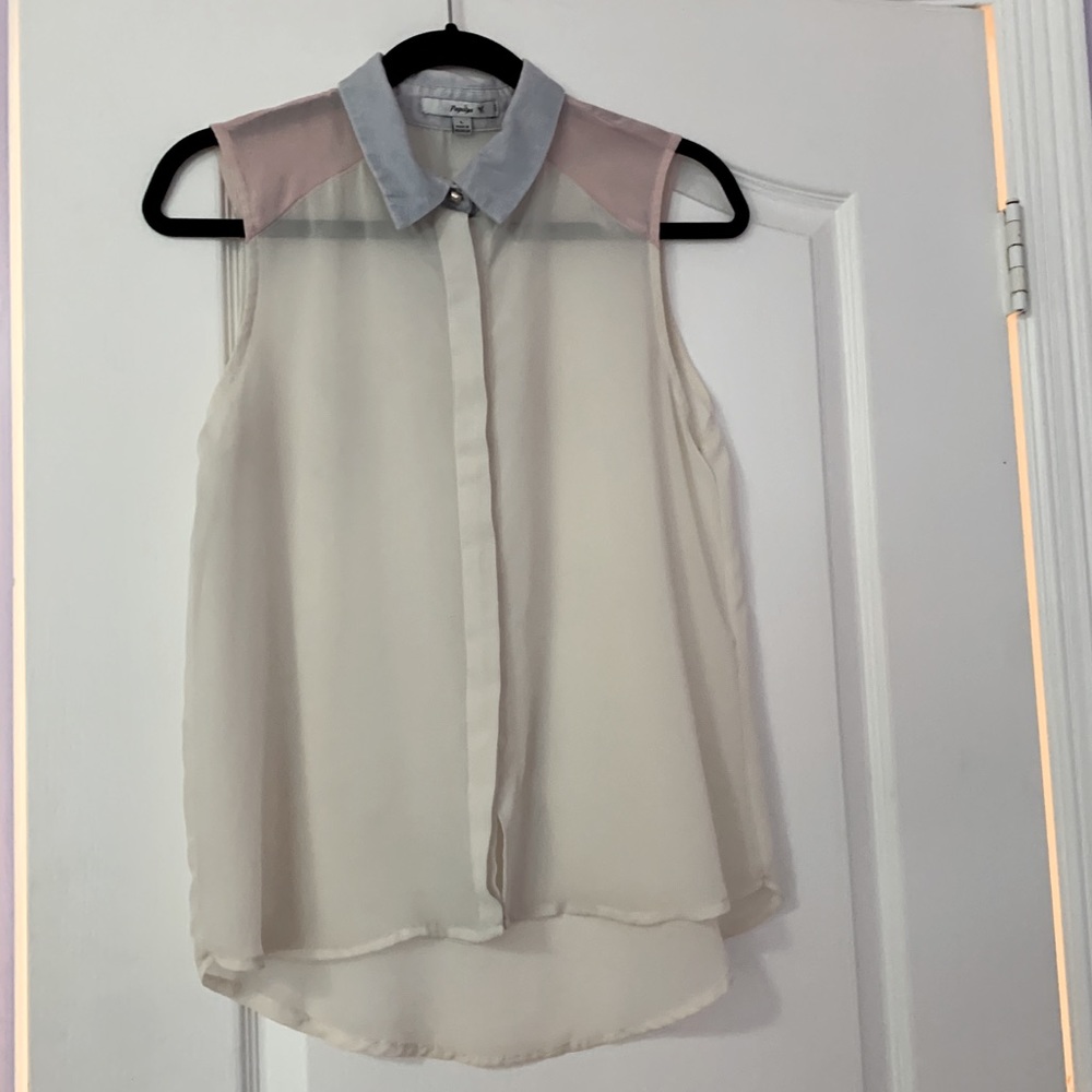 L | Pastel Blouse with Jean collar